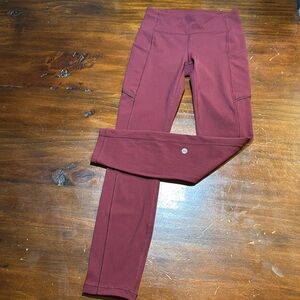 NEW LULULEMON BURGUNDY HIGH WAISTED REFLECTIVE YOGA PANTS🍋